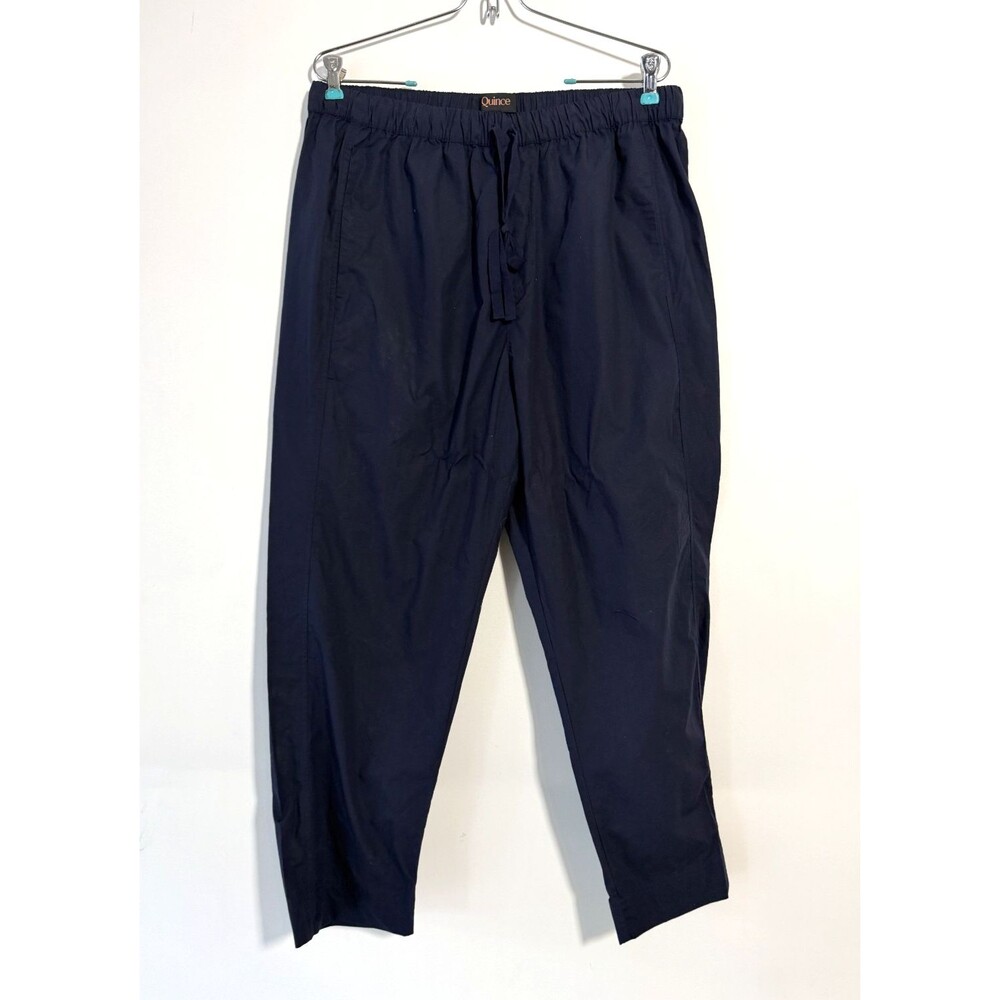 Quince Poplin Pull On Pants Women's Size Large Navy Blue Organic Cotton